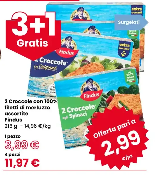 2 Croccole con 100% filetti di merluzzo assortite Findus