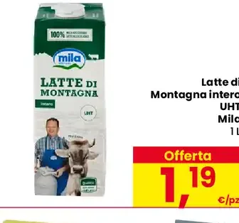 Latte di montagna intero UHT Mila