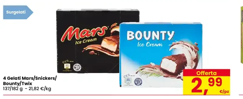 Gelati Mars Snickers Bounty Twix