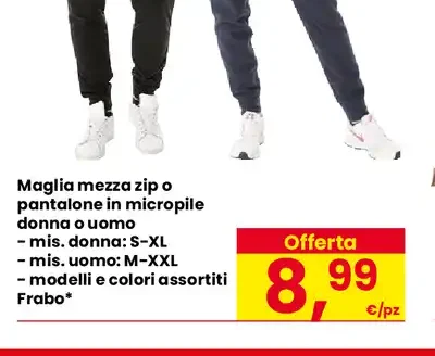Maglia mezza zip o pantalone in micropile