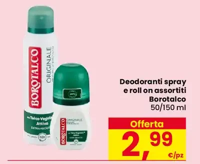Deodoranti spray e roll on Borotalco