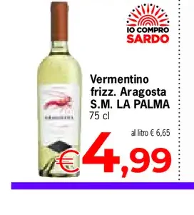 Vermentino frizzante Aragosta S.M. La Palma