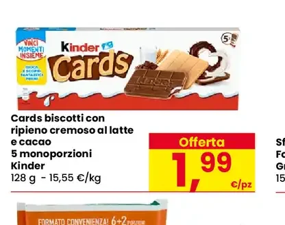Cards biscotti con ripieno cremoso al latte e cacao Kinder