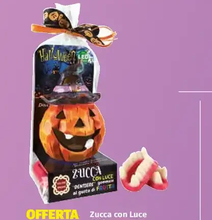 Zucca con Luce Halloween con Dentiera Gommose