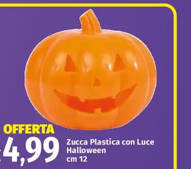 Zucca Plastica con Luce Halloween