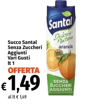Succo Santal Senza Zuccheri Aggiunti Vari Gusti