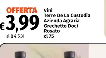 Vini Terre de La Custodia Grechetto DOC/Rosato