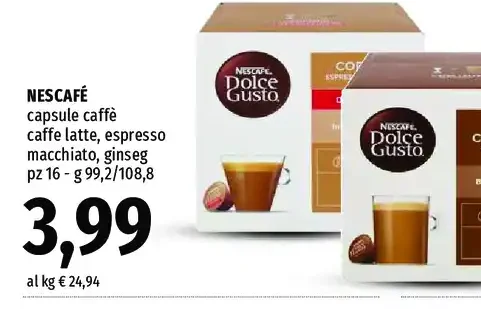 Capsule caffè latte espresso macchiato ginseng