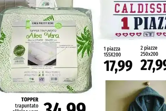 topper trapuntato all'aloe vera