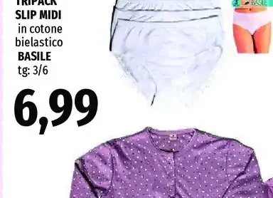 Tripack slip midi in cotone bielastico Basile