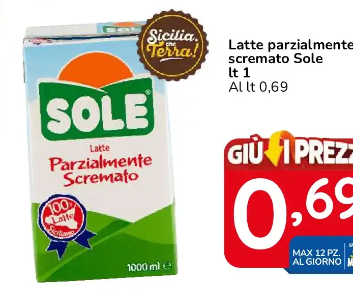 Latte parzialmente scremato Sole