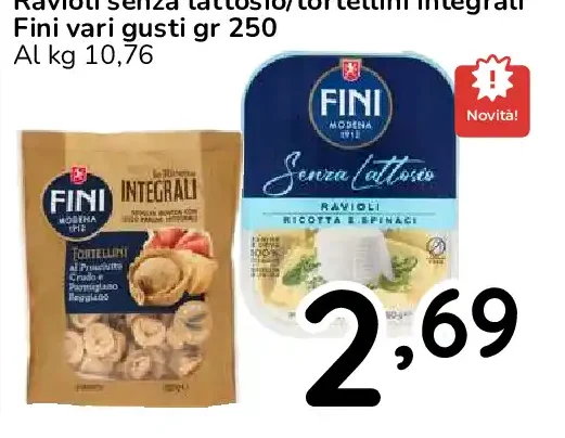 Ravioli senza lattosio/tortellini integrali Fini