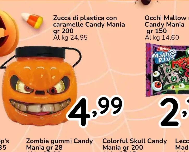 Zucca di plastica con caramelle Candy Mania