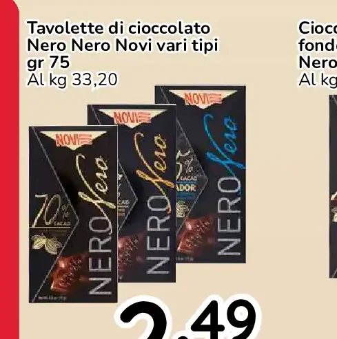 Tavolette di cioccolato Nero Nero Novi vari tipi