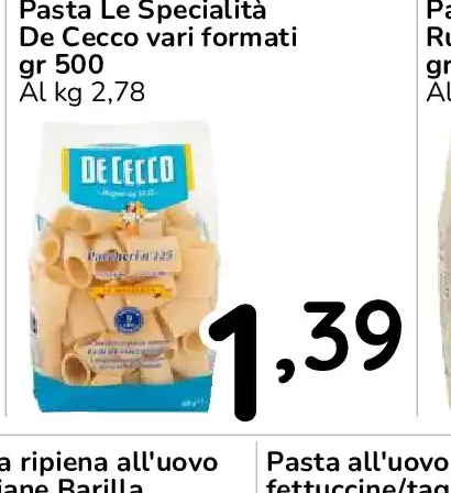 Pasta Le Specialità De Cecco vari formati