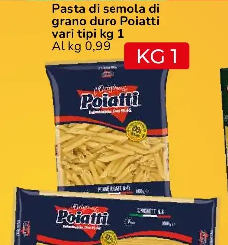 Pasta di semola di grano duro Poiatti vari tipi