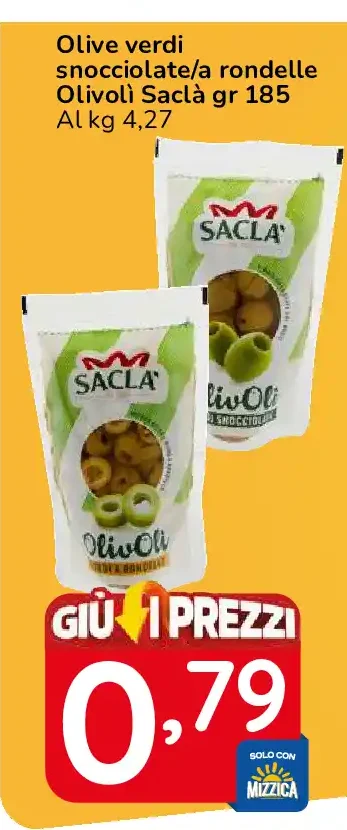 Olive verdi snocciolate a rondelle Olivolì Saclà