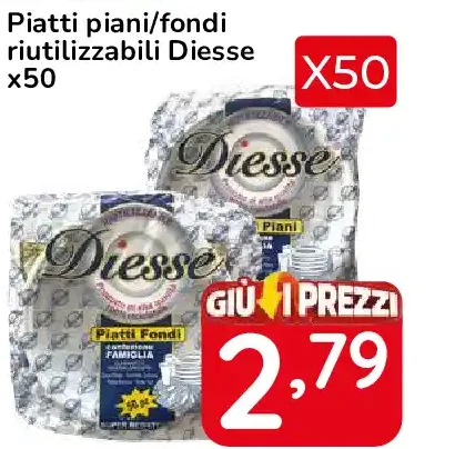 Piatti piani/fondi riutilizzabili Diesse