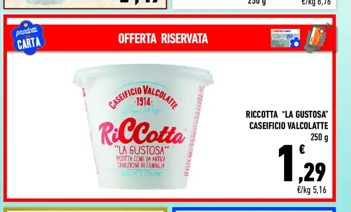 Ricotta La Gustosa Caseificio Valcolatte