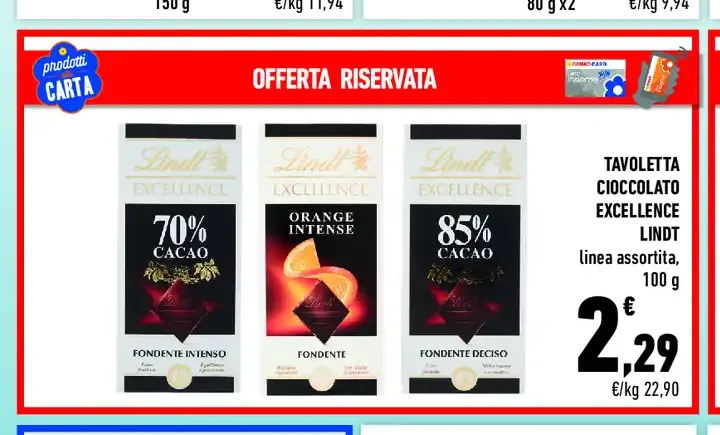 Tavoletta cioccolato Excellence Lindt