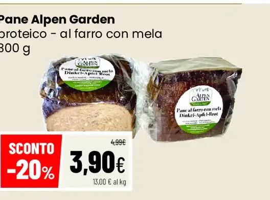 Pane Alpen Garden proteico al farro con mela