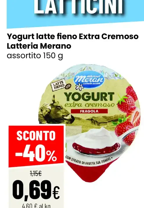Yogurt latte fieno Extra Cremoso Latteria Merano