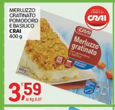 Merluzzo gratinato pomodoro e basilico Crai