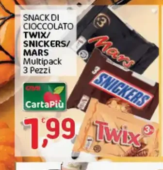 Snack di cioccolato Twix/Snickers/Mars