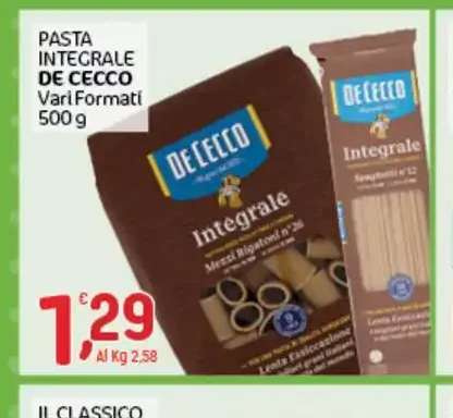 Pasta integrale De Cecco