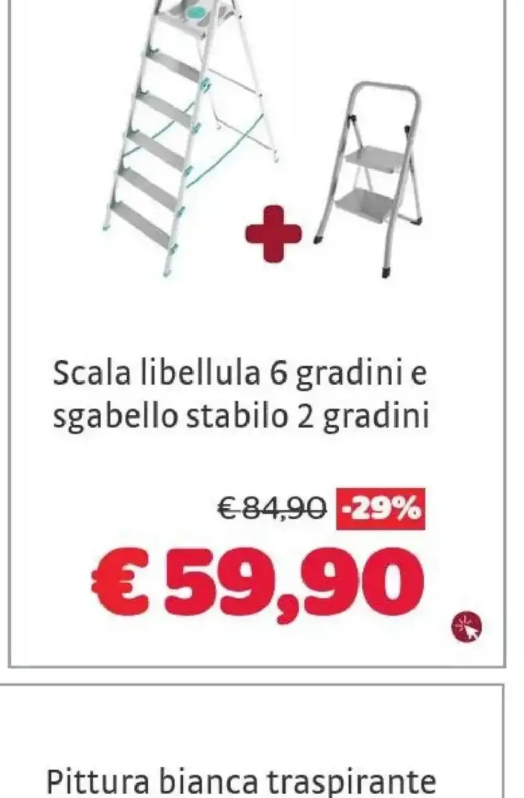 Scala libellula 6 gradini e sgabello stabile 2 gradini
