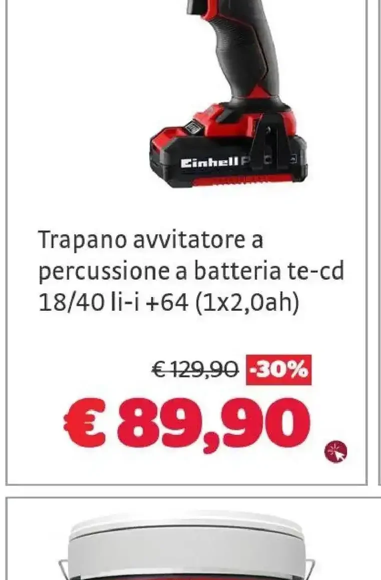 Trapano avvitatore a percussione a batteria Einhell TE-CD 18/40 Li-i +64