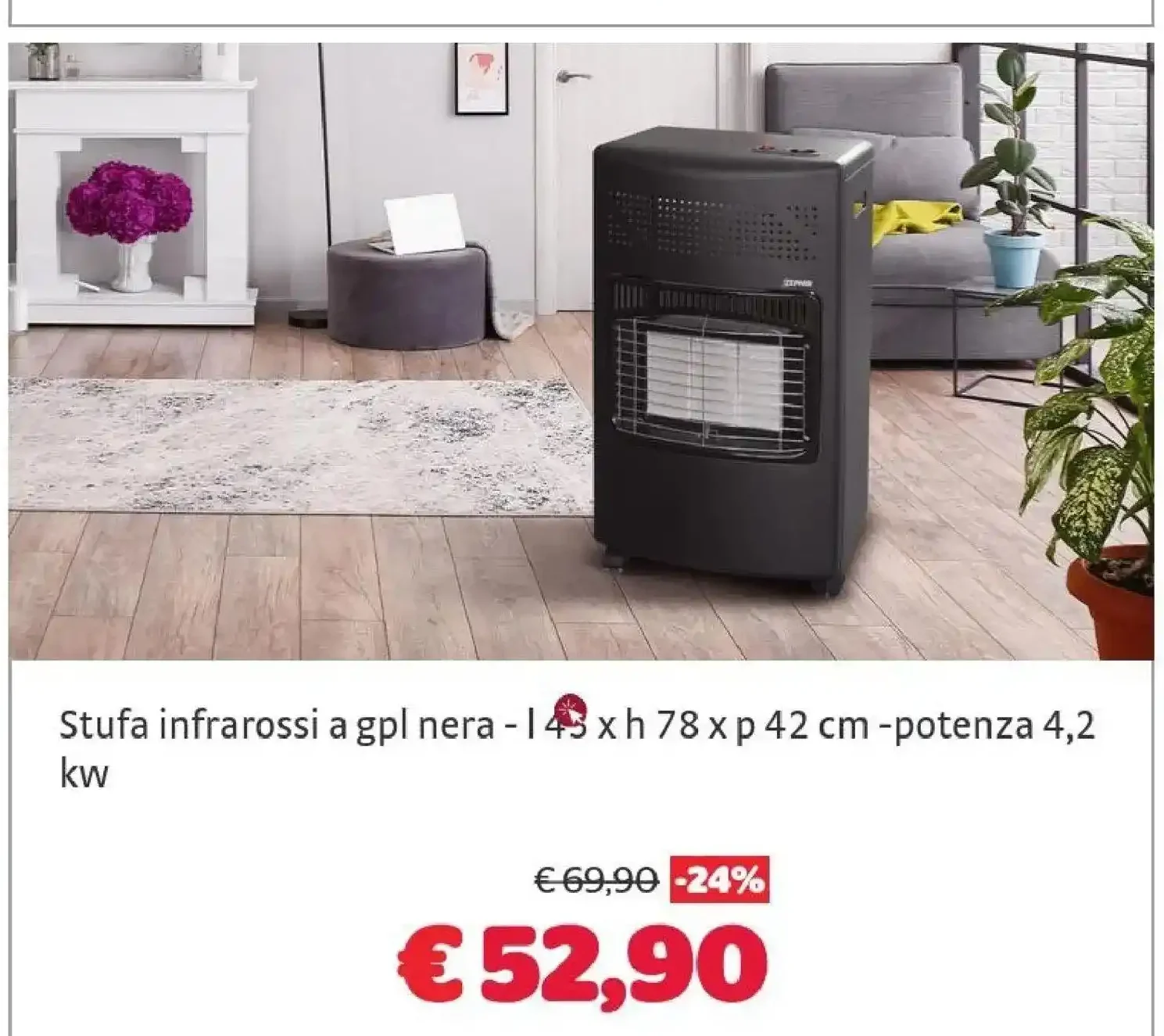 Stufa infrarossi GPL nera