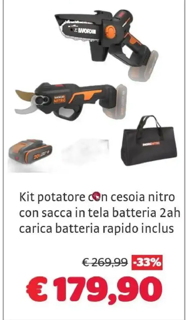 Kit potatore con cesoia a batteria