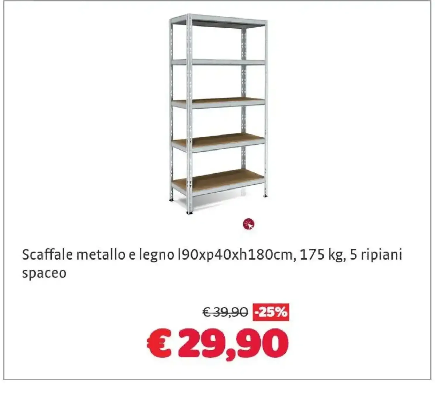 Scaffale metallo e legno Spaceo 5 ripiani