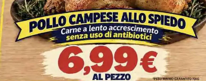 Pollo campese allo spiedo
