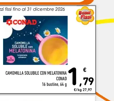 Camomilla solubile con melatonina Conad