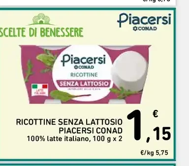 Ricottine senza lattosio Piacersi Conad