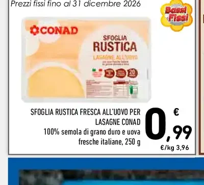 Sfoglia rustica fresca all'uovo