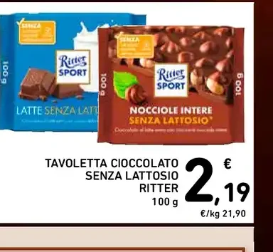 Tavoletta cioccolato Ritter senza lattosio