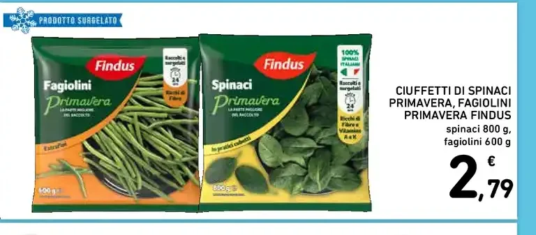 Ciuffetti di spinaci primavera e fagiolini primavera Findus