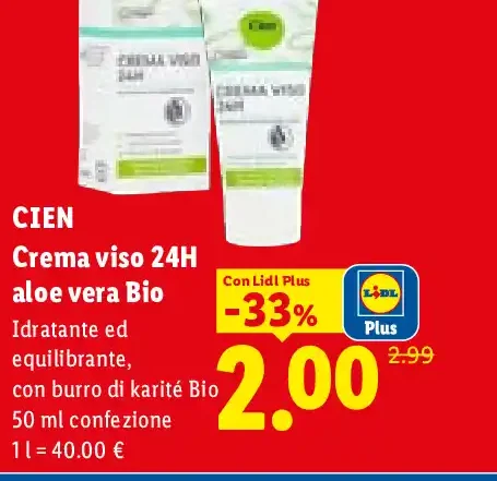 Crema viso 24H aloe vera Bio