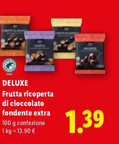 Frutta ricoperta di cioccolato fondente extra