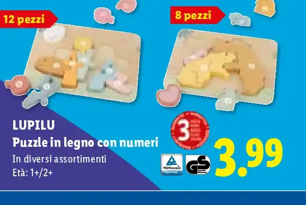 Puzzle in legno con numeri