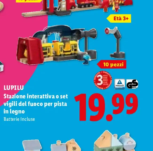 Stazione interattiva o set vigili del fuoco per pista in legno