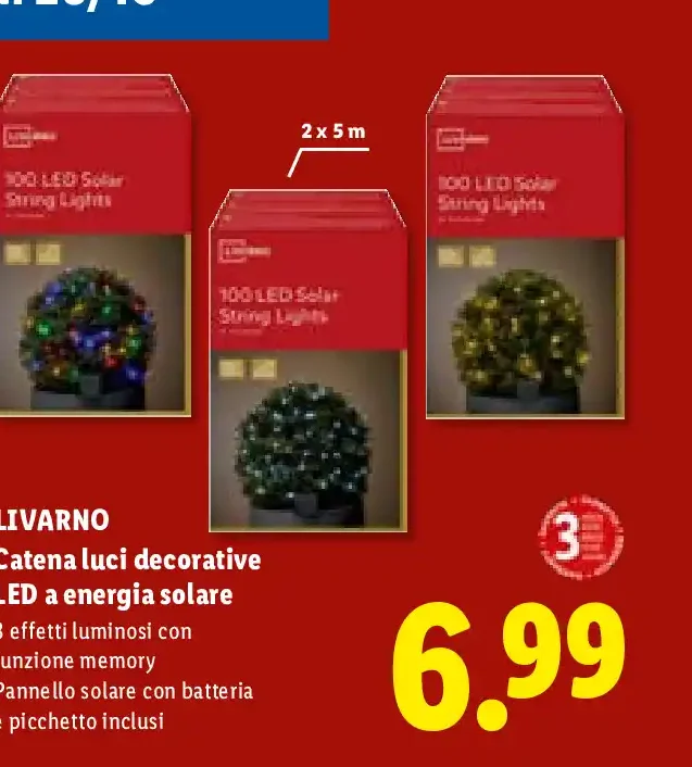 Catena luci decorative LED a energia solare