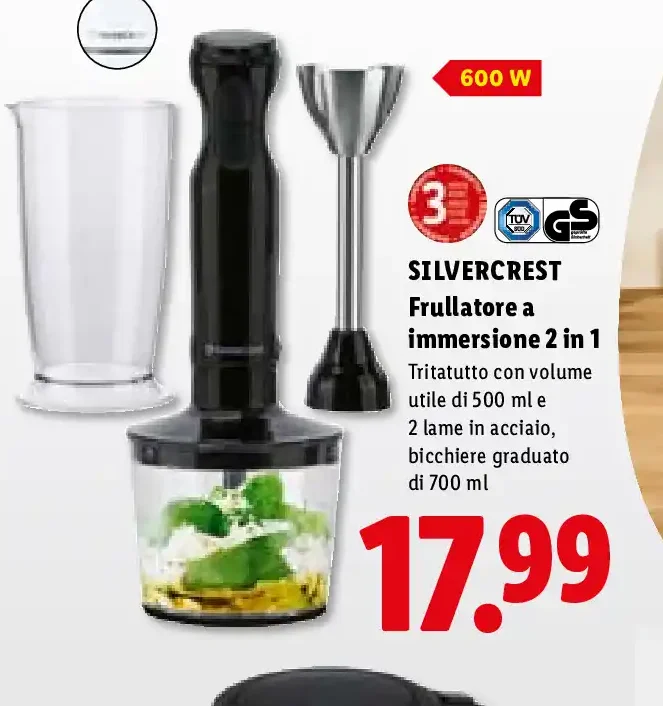 Frullatore a immersione 2 in 1