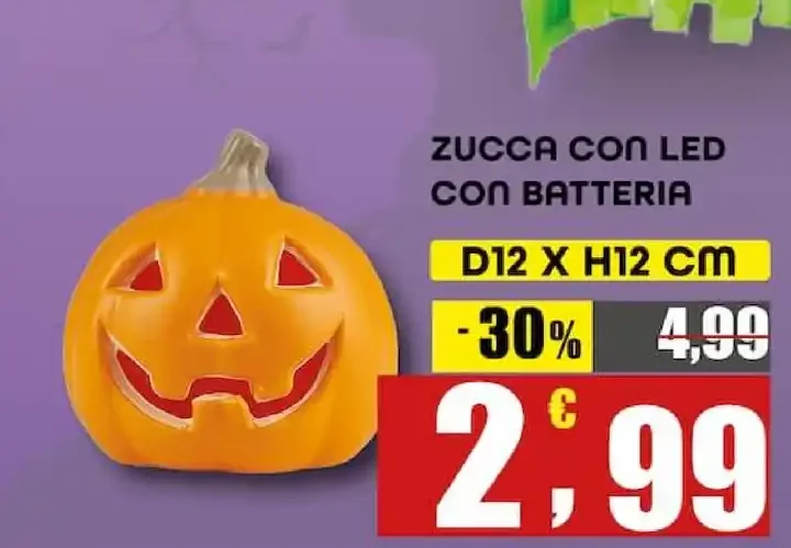 Zucca con LED con batteria