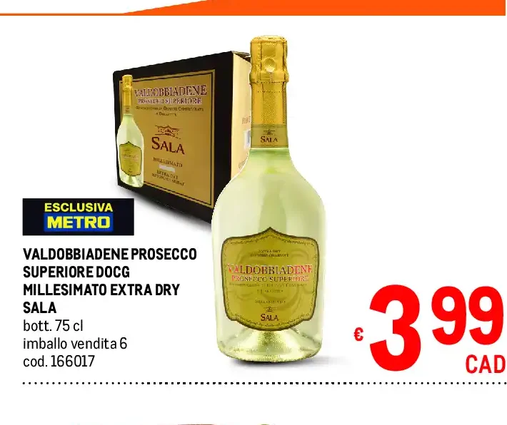 Valdobbiadene Prosecco Superiore DOCG Millesimato Extra Dry Sala