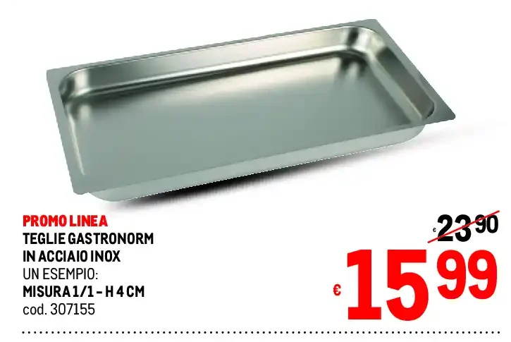 Teglia Gastronorm in acciaio inox
