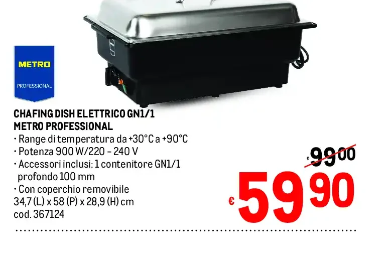 Chafing dish elettrico GN1/1
